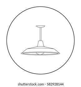 Pendant light icon in outline style isolated on white background. Office furniture and interior symbol stock vector illustration.
