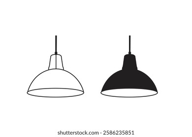  pendant light and lamps vector icon set illustration on white background. pendant light logo art work.