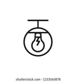 Pendant light line icon. Ceiling lamp, lightbulb, chandelier. Light concept. Can be used for topics like electricity, interior, home lighting