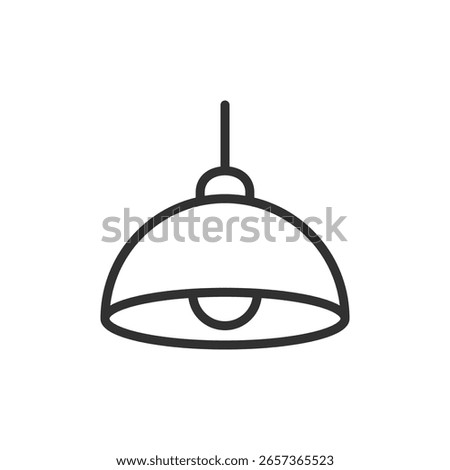 Pendant light, linear icon. Hanging ceiling lamp for modern interiors. Line with editable stroke.