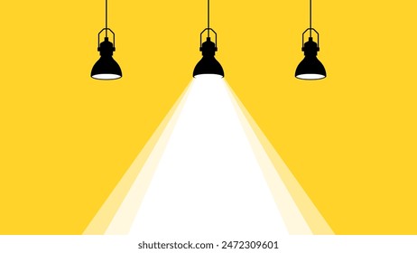 Pendant lights. Hanging lights yellow background