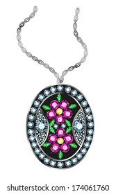 Pendant made of colored gems