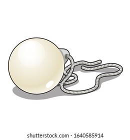 Pendant with pearl isolated on a white background. Vector cartoon close-up illustration