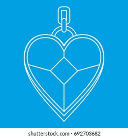 Pendant in the shape of heart icon blue outline style isolated vector illustration. Thin line sign