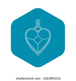 Pendant in the shape of heart icon. Outline illustration of pendant in the shape of heart vector icon for web