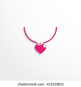Pendant in the shape of a heart. Vector icon.