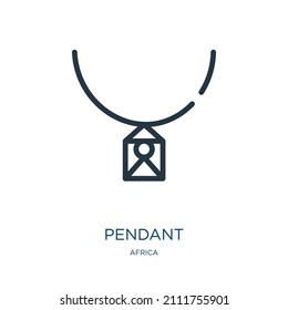 icono de línea delgada pendiente. anillo, íconos lineales de gema de africa concepto de signo de contorno aislado. Elemento de símbolo de ilustración vectorial para diseño web y aplicaciones.