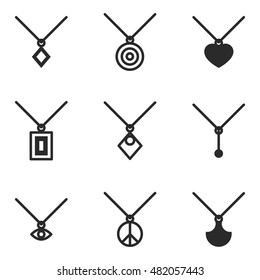 pendant vector icons. Simple illustration set of 9 pendant elements, editable icons, can be used in logo, UI and web design