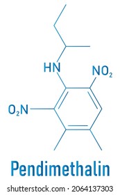 Pendimethalin dinitroaniline class herbicide molecule. Skeletal formula.