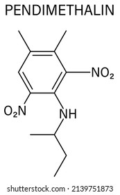 Pendimethalin dinitroaniline class herbicide molecule. Skeletal formula.