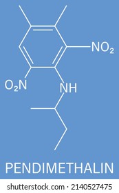 Pendimethalin dinitroaniline class herbicide molecule. Skeletal formula.