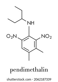 Pendimethalin herbicide molecule. Skeletal formula.