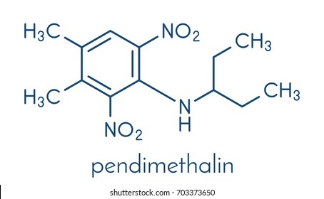 Pendimethalin herbicide molecule. Skeletal formula.