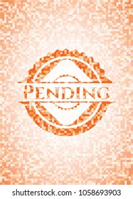 Pending abstract emblem, orange mosaic background