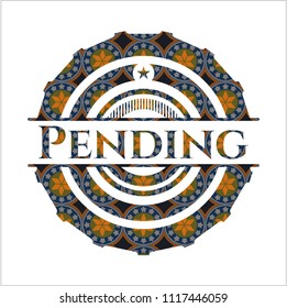 Pending arabic badge background. Arabesque decoration.