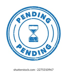 Pending icon. Blue and white with a time icon. vector illustration