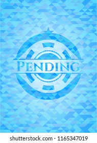 Pending light blue emblem with triangle mosaic background