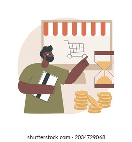 Pending payment abstract concept vector illustration. Money on hold, payment processing, transfer pending status, amount blocked, making online purchase, order in process abstract metaphor.