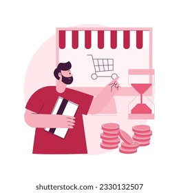 Pending payment abstract concept vector illustration. Money on hold, payment processing, transfer pending status, amount blocked, making online purchase, order in process abstract metaphor.