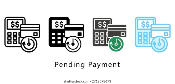 Icono de estilo múltiple de pago pendiente. Mini Ilustración Relacionada Con El Servicio De Pago. Uso Para El Concepto Moderno, Ui, Web Ux Y Desarrollo De App.