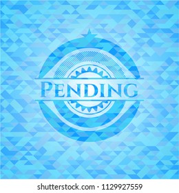 Pending sky blue emblem with mosaic ecological style background