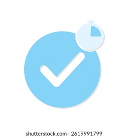 Pending verification. Blue tick with a stopwatch icon.