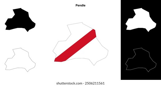 Pendle blank outline map set