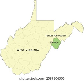Pendleton County and town of Franklin location on West Virginia state map