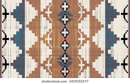 Pendleton spider rock. Navajo tribal vector seamless pattern. Native American ornament. Ethnic South Western decor style. Boho geometric ornament. Vector seamless pattern. Mexican blanket, rug. Woven	