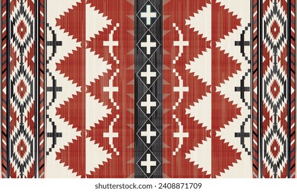 Pendleton spider rock Red. Navajo tribal vector seamless pattern. Native American ornament. Ethnic South Western decor style. Boho geometric ornament. Vector . Mexican blanket, rug. Woven	