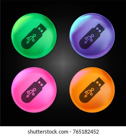 Pendrive crystal ball design icon in green - blue - pink and orange.