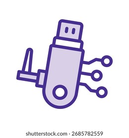 Icono de línea de duotono de Pendrive, Vector, píxel perfecto, archivo ilustrador 
