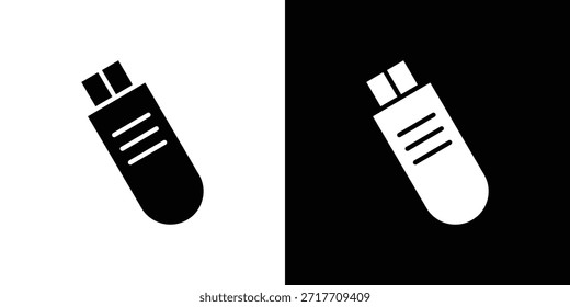 Pendrive icon black flat pictogram. For graphic and web design.