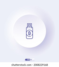 icono de pendrive con colección cryptocurrency. Los iconos están diseñados en color completo, contorno, plano, glifos y líneas.   Funciona para web, móvil, interfaz de usuario y más. Ilustración vectorial.