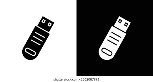Silueta aislada del icono del pendrive en el fondo blanco. Ilustración vectorial.