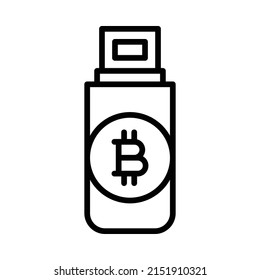 Icono Pendrive. Diseño De Estilo De Arte De Línea Aislado En Fondo Blanco