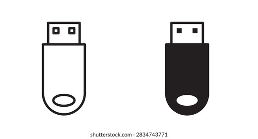 Pendrive icon linear graphics set..