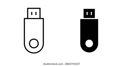 Pendrive icon linear versions pack on white background.