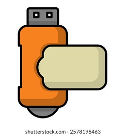 Pendrive icon. office material icon. lineal color