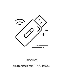 icono de pendrive. Diseño de icono de estilo de esquema aislado en fondo blanco