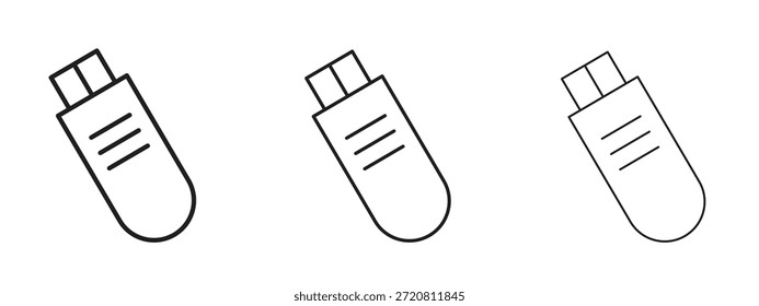 Símbolo de línea delgada del icono de Pendrive en el fondo blanco, Ilustración vectorial editable del movimiento