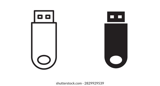 Pendrive icon thin white vector..