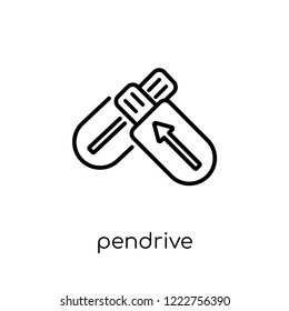 Pendrive icon. Trendy modern flat linear vector Pendrive icon on white background from thin line Electronic devices collection, editable outline stroke vector illustration