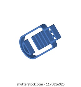 Pendrive isometric left top view 3D icon