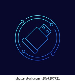 pendrive line icon, usb stick vector