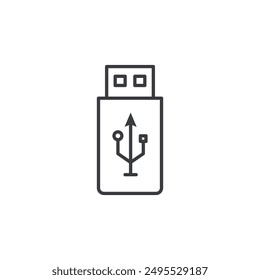 Pendrive outlined icon isolated on white background