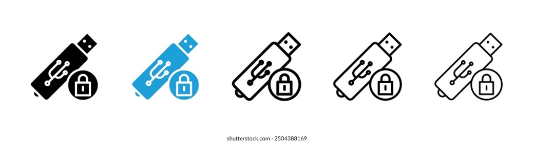 Pendrive security icon in black and blue colors