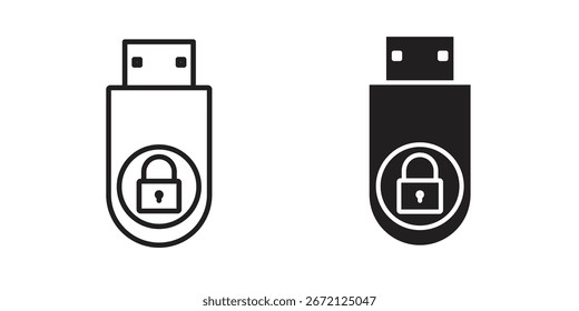 Icono de seguridad de Pendrive Vector blanco y negro Gráfico
