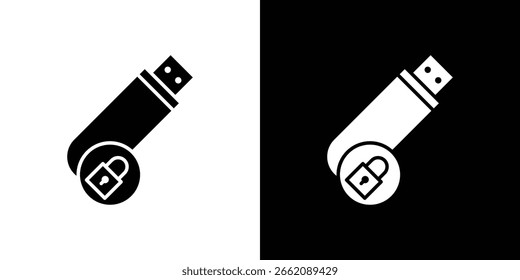 Vetores de glifos de ícone de segurança do Pendrive. Pacote simples da Web.