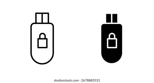 Pendrive security icon line style graphic design .editable vectors.